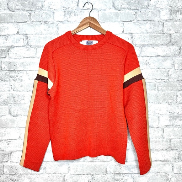 Vintage Profile Sports Wool Sweater w Stripes fits Medium Cleveland Browns 70s - Picture 4 of 9